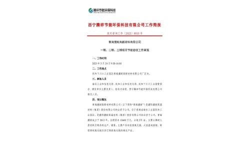 青海濮耐高新材料有限公司一期、二期、三期項目節(jié)能驗收工作簡報